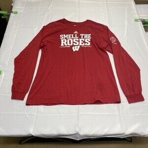 Adidas Wisconsin Badgers Smell The Roses Rose Bowl Long Sleeve T-Shirt! SZ XL